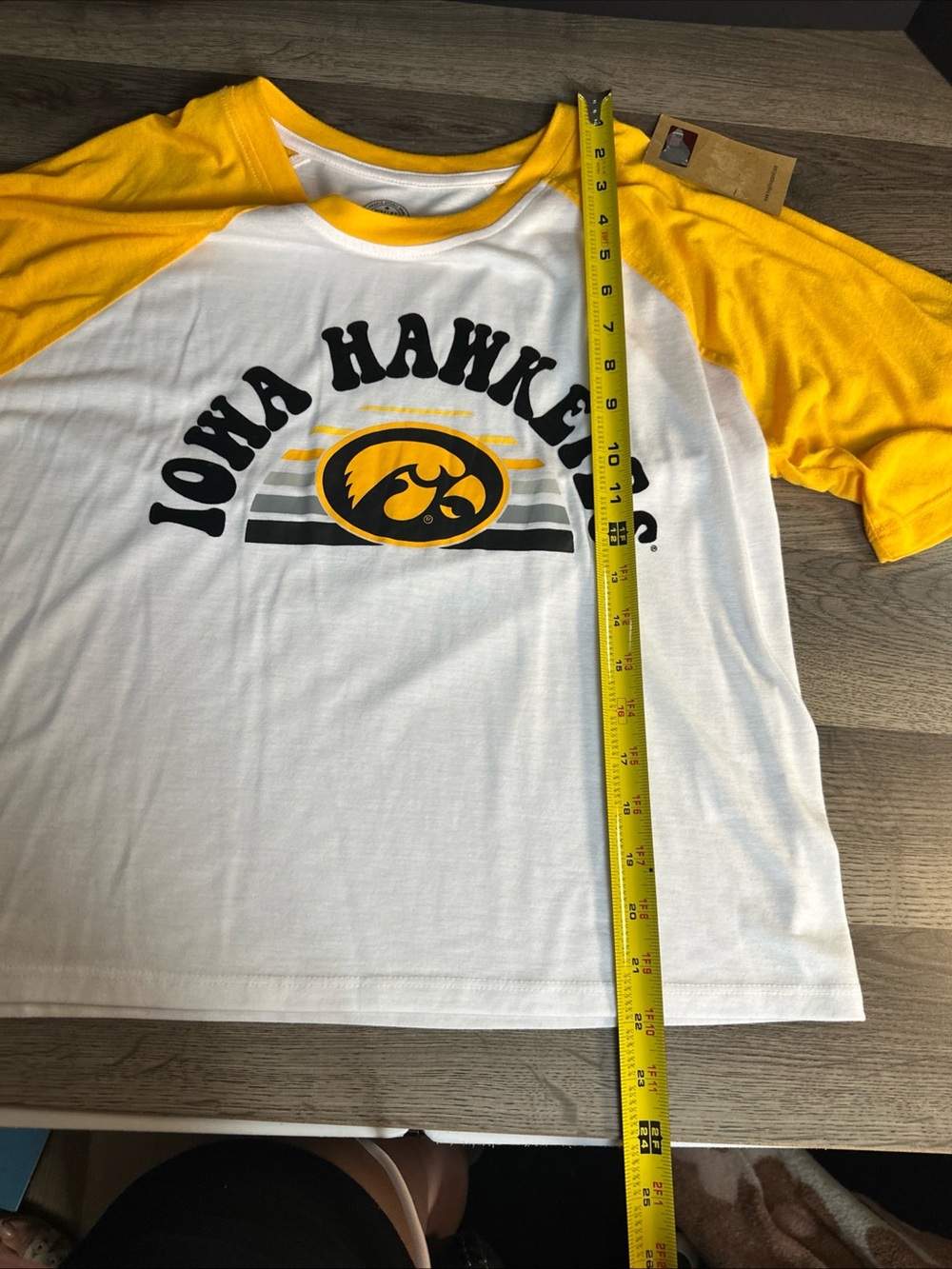 Rivalry Threads Iowa Hawkeyes Raglan Tee - White & Yellow - Picture 6 of 8